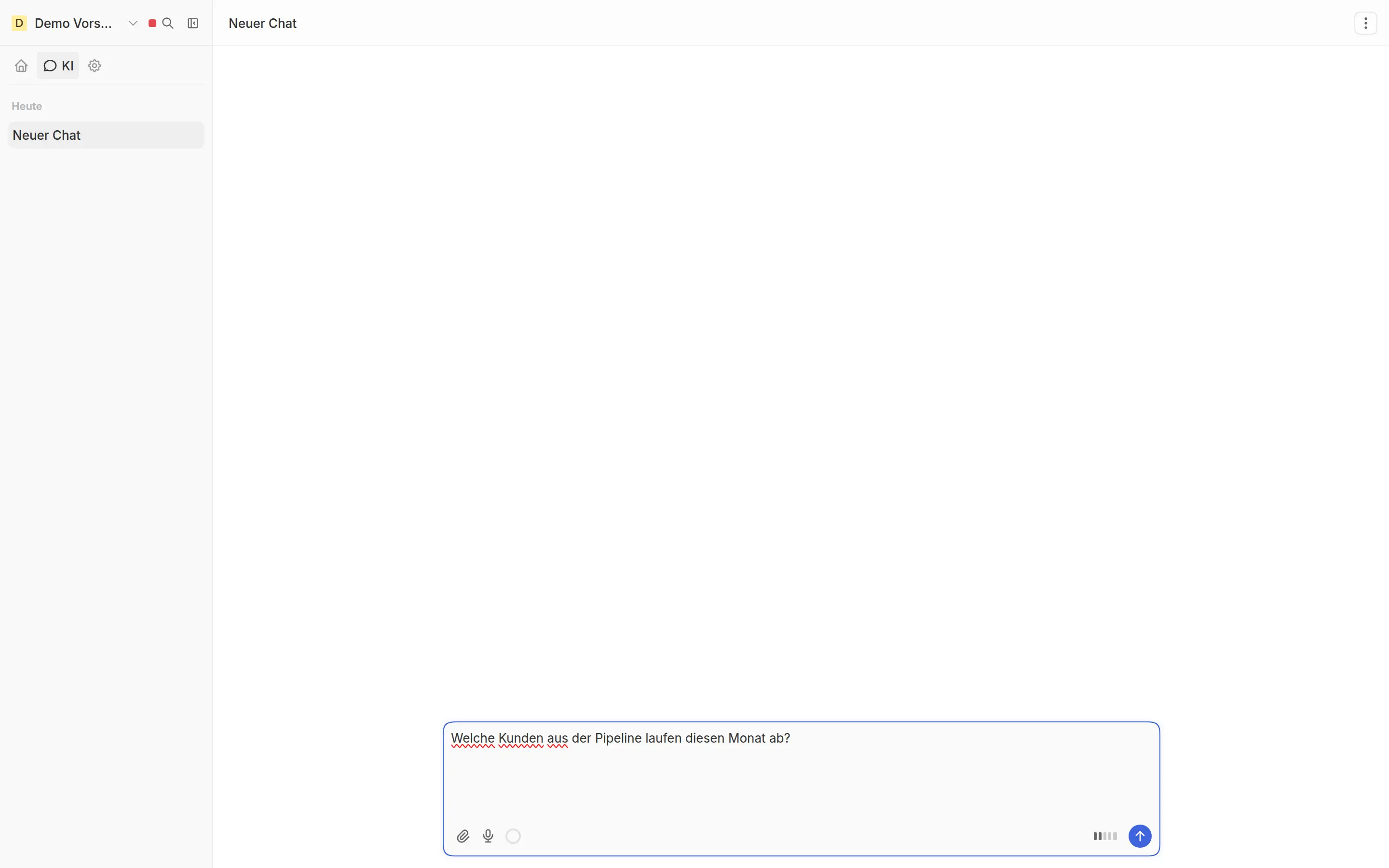 KI-Agent-Chat in SilentCRM mit einer Frage an den Bestand